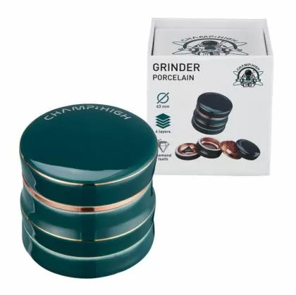 Grinder metalic de lux Champ High Porcelain verde din 4 părți - 63mm
