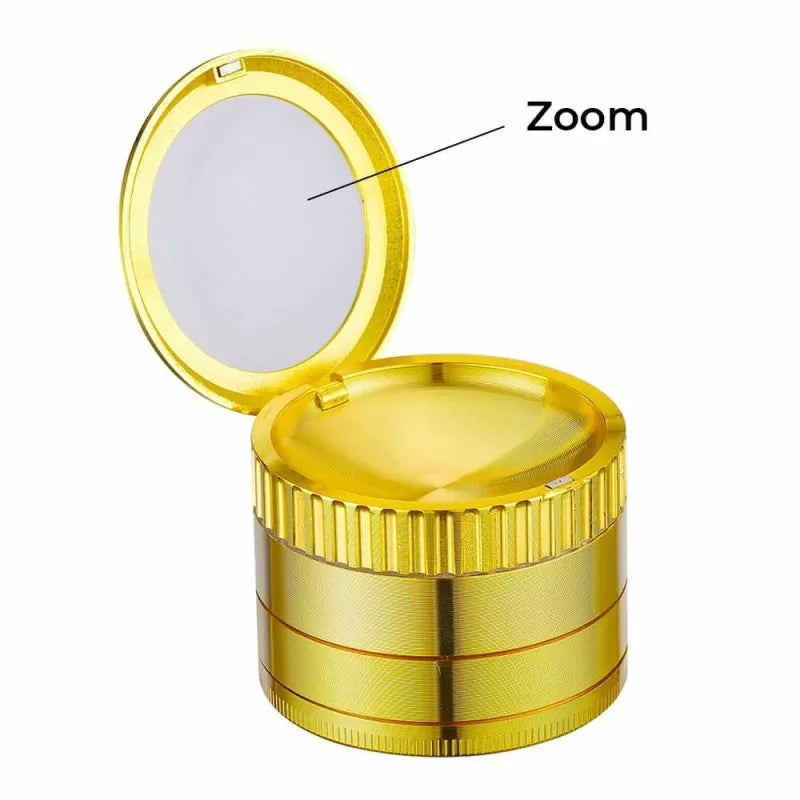 Champ High ⌀ 50mm - grinder metalic cu lupă din 4 părți (auriu)
