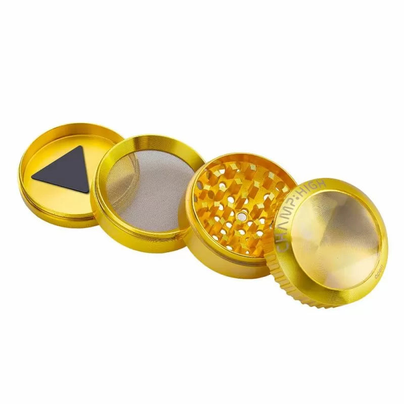 Champ High ⌀ 50mm - grinder metalic cu lupă din 4 părți (auriu)