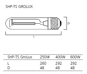 Sylvania GroLux SHP-TS 600W Dual-Spectrum Sodium Lamp
