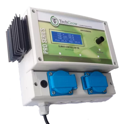TechGrow Clima Control 14A - controler digital pentru temperatură, viteză min. și max. (2 ventilatoare)