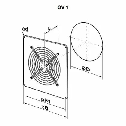 Ventilator axial VENTS OV1 250, 1070 m3/h, joasă presiune, pentru perete