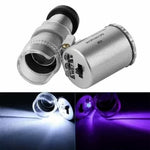 Microscop de buzunar 60× cu lumină UV și LED