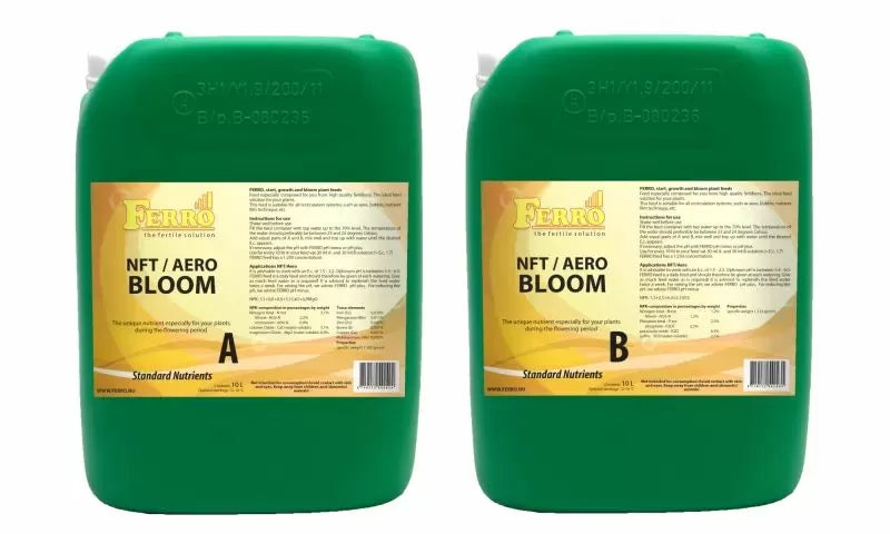 Ferro NFT / AERO BLOOM A&B – îngrășământ pentru înflorire (pentru NFT/aeroponie, apă de la robinet)