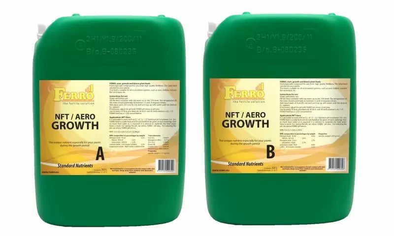 Ferro NFT / AERO GROWTH A&B Initial-Feed Fertiliser for NFT/Aeroponics and Tap Water