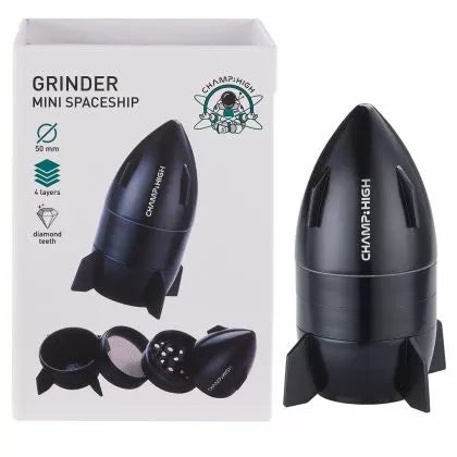 Champ High Mini Spaceship ⌀ 50 mm - râșniță metalică din 4 părți (neagră)