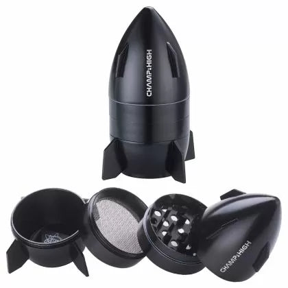Champ High Mini Spaceship ⌀ 50 mm - râșniță metalică din 4 părți (neagră)