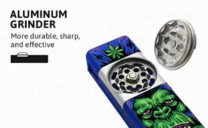 Râșniță de buzunar din aluminiu combinată All-In-One - Weed leaf seal