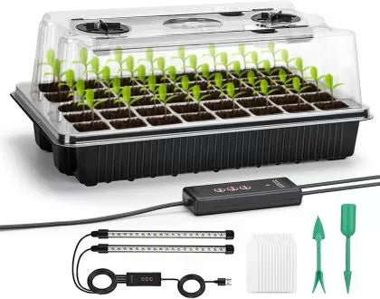 Kit pentru germinare și înrădăcinare cu iluminare integrată - 40 alveole, 2 benzi LED, x 38 x 24 x 12 cm