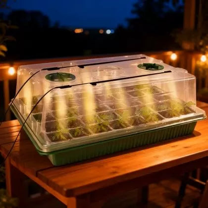 Kit pentru germinare și înrădăcinare cu iluminare integrată - 40 alveole, 2 benzi LED, x 38 x 24 x 12 cm