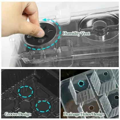 Kit pentru germinare și înrădăcinare cu iluminare integrată - 40 alveole, 2 benzi LED, x 38 x 24 x 12 cm