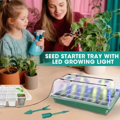 Kit pentru germinare și înrădăcinare cu iluminare integrată - 40 alveole, 2 benzi LED, x 38 x 24 x 12 cm