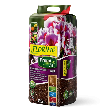 FLORIMO PremiVit – pământ pentru mușcate și flori de balcon, 25 l