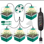 Set de 5 mini-sere pentru răsaduri cu iluminat LED, 18/14/15 cm