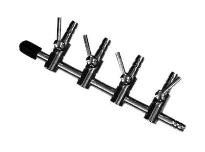 Brass Air and Water Manifold with 4 Outlets