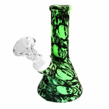 Bong din silicon Lumânare cu cranii negre, verde 13 cm