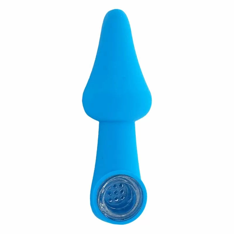 Pipă din silicon, ciupercă albastră 10 cm