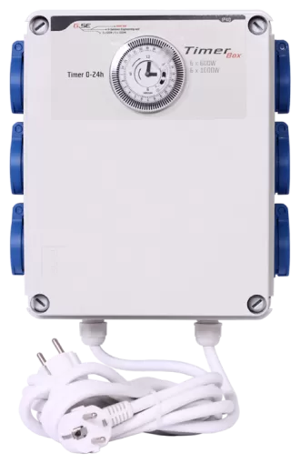 G-Systems Timer Box 6x600W - cutie cu temporizator cu 6 prize pentru lămpi, cu 2 circuite