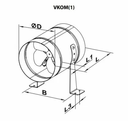 Aксиален вентилатор VENTS VKOM 150, 180 м3/ч, нисконапорен, канален