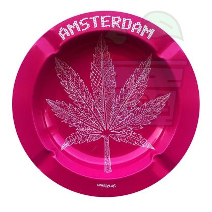 Best Buds Metal Ashtray Pink Weed Leaf